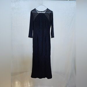 Adriana Papell Illusion Navy Blue Gown (Size 2)